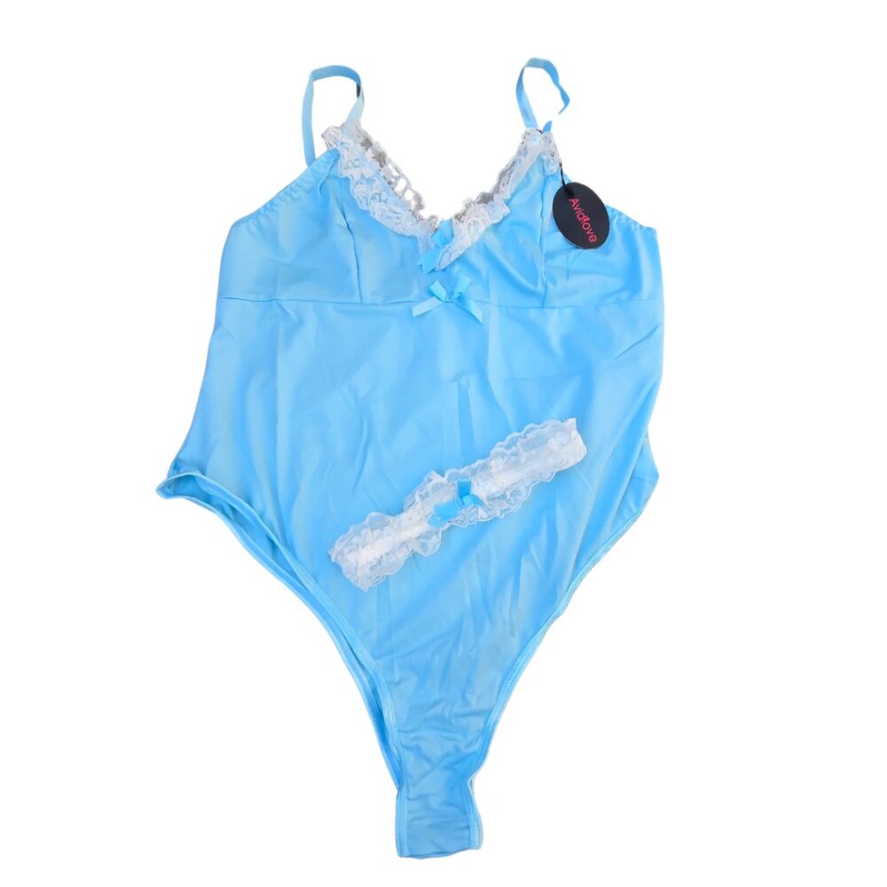 Avidlove Sexy Blue 2 Piece Bodysuit Lingerie Set - XLarge
